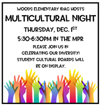 Multicultural Night is December 1st